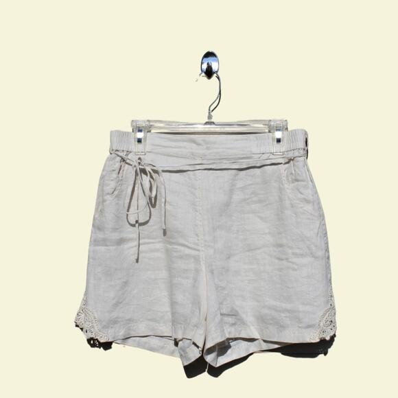 Wrap London Women's Shorts Linen Ivory Embroidered Lace Girlhoodcore Size 8 - Picture 1 of 13
